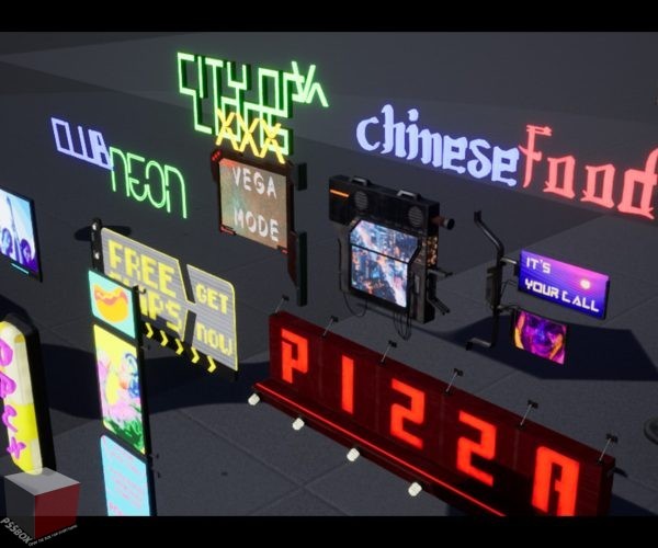 Cyberpunk Billboards / Signs Set