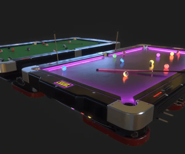 Pool Table with Neon Balls