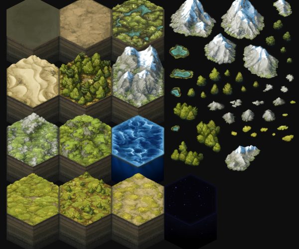 Hex Basic Set: Painted 2D Terrain