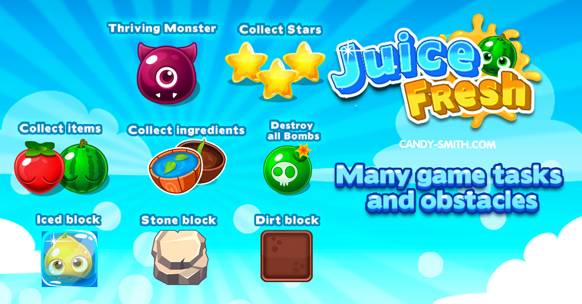 Match 3 Juice Fresh Complete Project + EDITOR