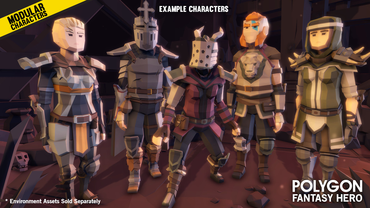 POLYGON Modular Fantasy Hero Characters - Low Poly 3D Art by Synty